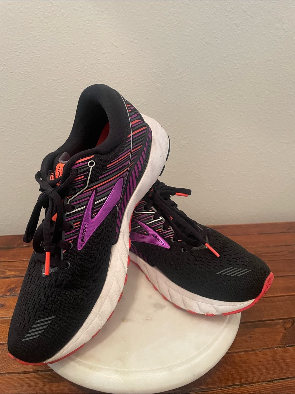 Brooks Black Running Shoes with Purple & Coral Accents